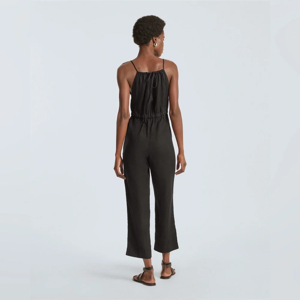 EVERLANE The Linen Shoestring Jumpsuit in Black. New with tag
